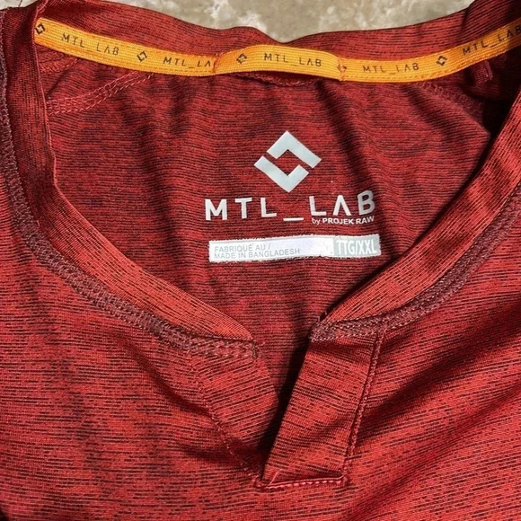 MTL LAB,Project Raw, men XXL t shirt . Red , short sleeve, detail  trim, EC - Picture 1 of 15